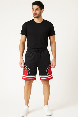 foxxboro Printed, Striped Men Black Basic Shorts