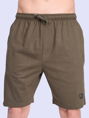Ramraj Cotton Solid Men Dark Green Regular Shorts
