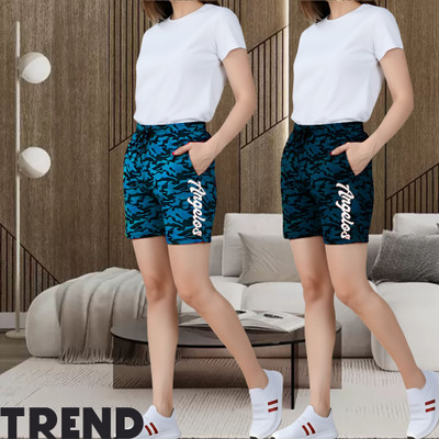 tthe dreams Printed Women Black, Dark Blue Regular Shorts