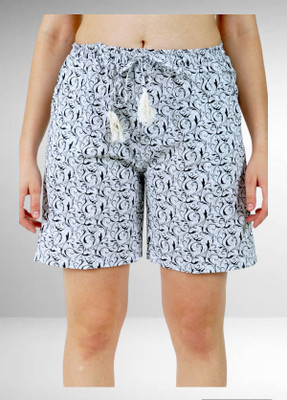OMNEY Floral Print Women Black Regular Shorts