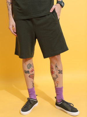 HIGHLANDER Solid Men Light Green Casual Shorts