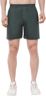 KHOKSA Solid Men Dark Green Basic Shorts