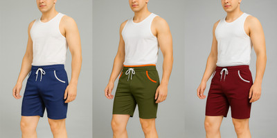 WeReKo Self Design Men Maroon, Blue, Light Blue Regular Shorts