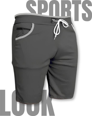 Venner Solid Men Grey Running Shorts, Casual Shorts