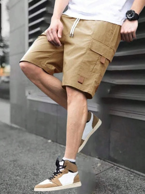 Blue dove Solid Men Brown Cargo Shorts