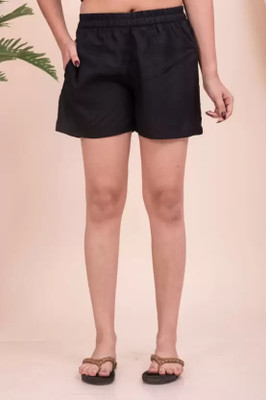 Mirayya Solid Women Black Basic Shorts
