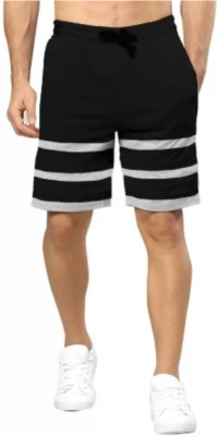 ATLANS Striped Men Black Regular Shorts