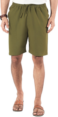 heyuman Solid Men Green Casual Shorts