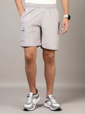 V-MART Self Design Men Grey Regular Shorts