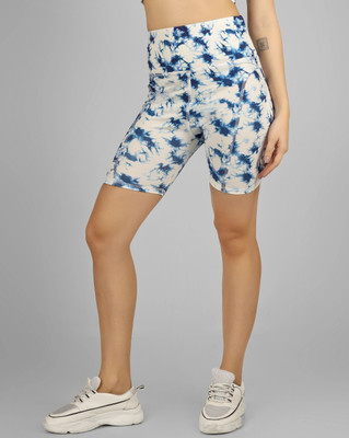 BEYOGINI Printed Women Blue, White Sports Shorts