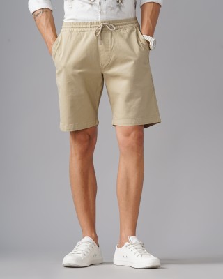 British Club Solid Men Beige Casual Shorts