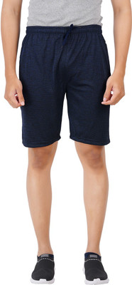 Guide Self Design Men Dark Blue Regular Shorts