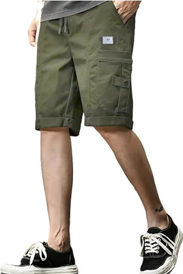 FusionFebric Self Design Men Green Cargo Shorts