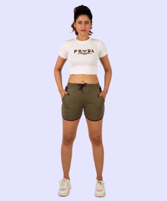 AKASH FASHION CLUB Solid Women Khaki Hotpants