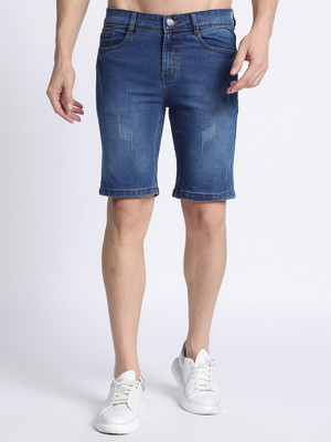 PLOUNGE Distressed Men Denim Blue Denim Shorts