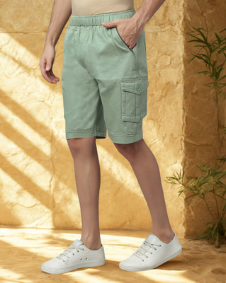 Ho Bindaass Solid Men Light Green Cargo Shorts