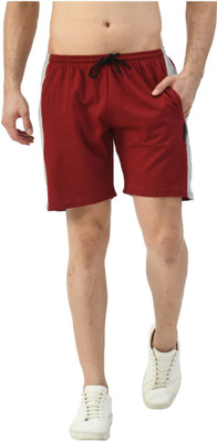 Indestar Solid, Color Block Men Maroon Bermuda Shorts