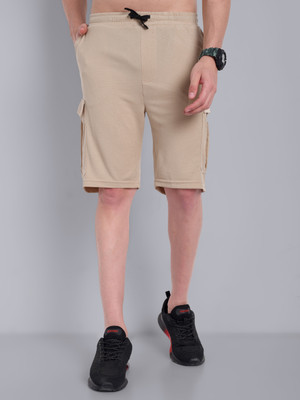 Go Devil Solid Men Beige Cargo Shorts
