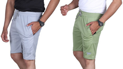 Anjaneya Solid Men Grey, Green Regular Shorts