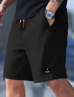 Flicfol Solid Men Black Regular Shorts