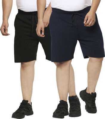 Vaishvik Solid Men Dark Blue, Black Regular Shorts