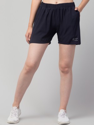 Shine N' Show Solid Women Blue Sports Shorts