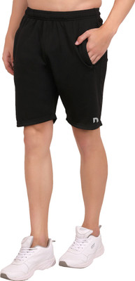 never lose Solid Men Black Sports Shorts