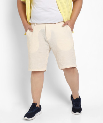 Instafab Plus Striped Men Yellow Casual Shorts