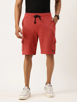 ARISE Self Design Men Red Regular Shorts