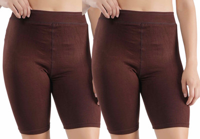 ORLIZEA Solid Women Brown Cycling Shorts
