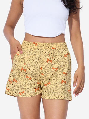 The Souled Store Printed Women Yellow Boxer Shorts