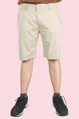 PUBHIZA Solid Men White Chino Shorts