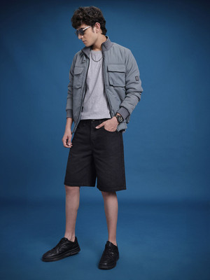 Roadster Solid Men Black Denim Shorts