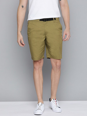 Mast & Harbour Solid Men Dark Green Regular Shorts