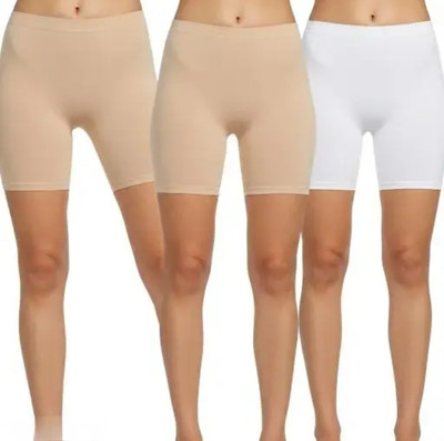 Shri Hari Enterprises Solid Women Beige, White Cycling Shorts