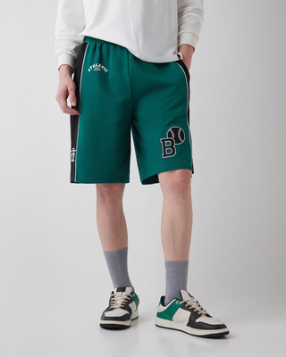 BEWAKOOF Color Block Men Green Casual Shorts