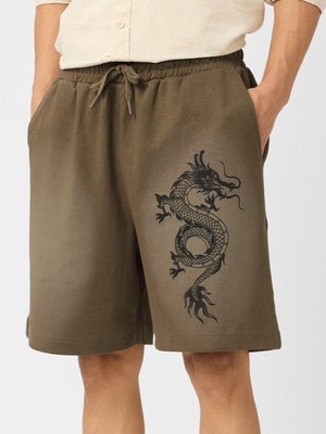 The Souled Store Printed Men Brown Bermuda Shorts