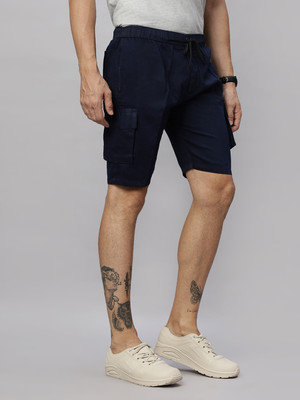 Ho Bindaass Solid Men Dark Blue Cargo Shorts