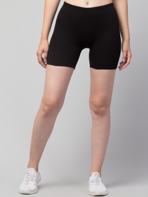 Apraa Solid Women Black Cycling Shorts