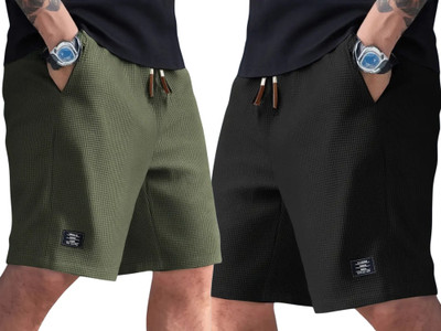 DBAX Self Design Men Black, Green Bermuda Shorts