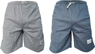 LOVO Solid Men Blue, Grey Bermuda Shorts