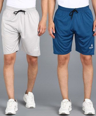 Noyce Printed Men Blue, Grey Sports Shorts
