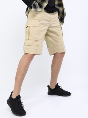 HIGHLANDER Solid Men Beige Cargo Shorts