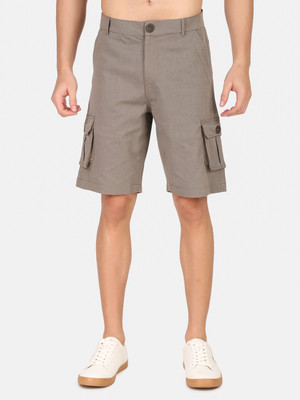 9 impression Checkered Men Grey Cargo Shorts