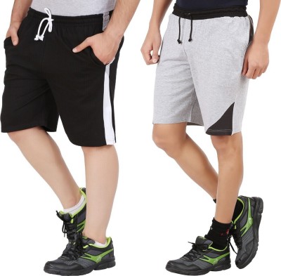 Trendolo Color Block Men Black, Grey Sports Shorts