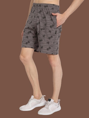 Zeffit Printed Men Silver Bermuda Shorts
