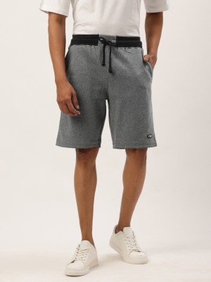 Kaizu Solid Men Grey Chino Shorts, Regular Shorts