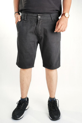 PUBHIZA Solid Men Black Chino Shorts