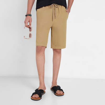 7 Alt by Pantaloons Solid Men Beige Basic Shorts