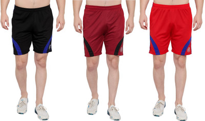 HouseOfCommon Printed Men Black, Maroon, Red Sports Shorts